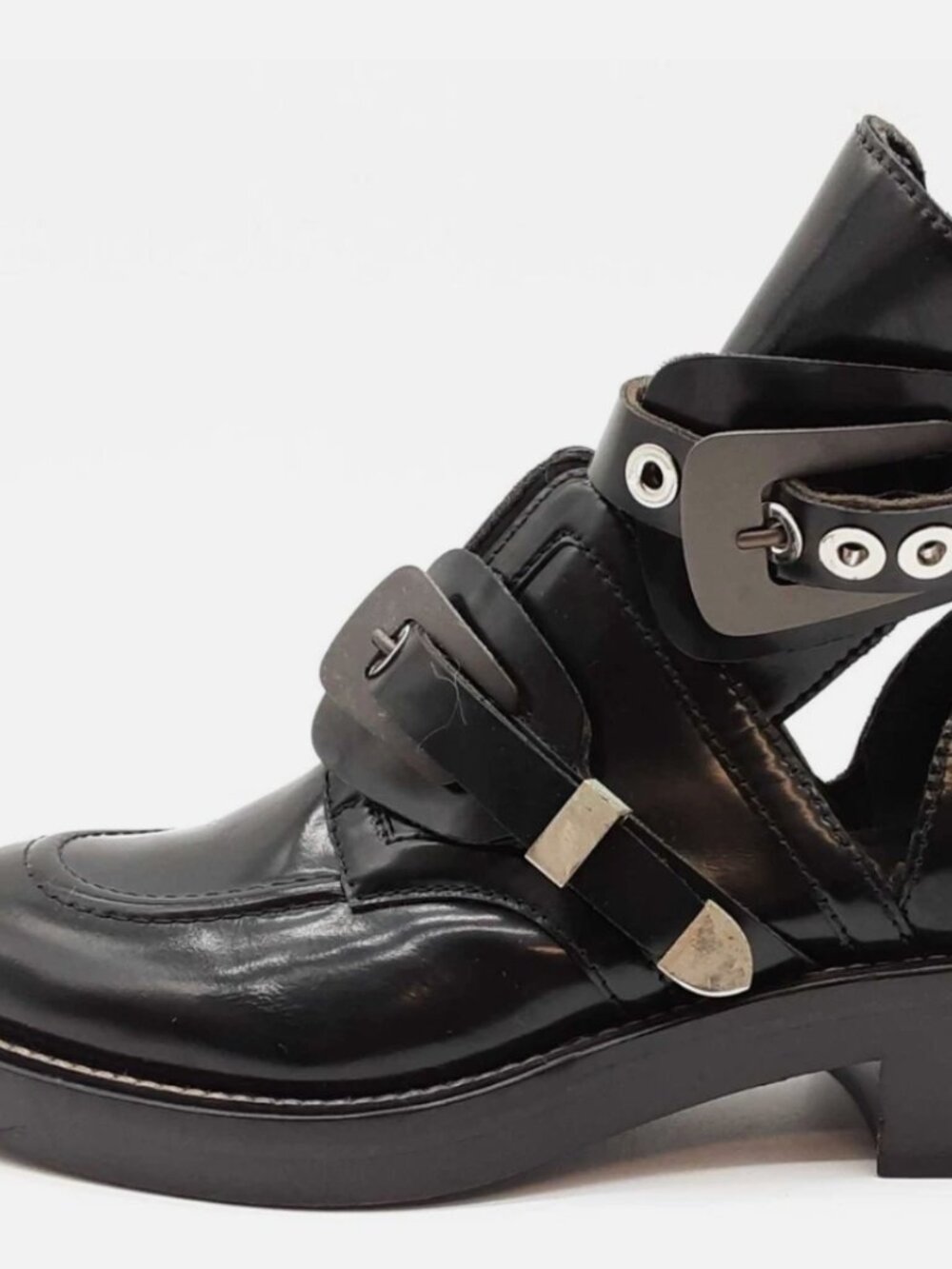 Balenciaga Ceinture Black Leather Ankle Boots Size 39.5 - Picture 4 of 11